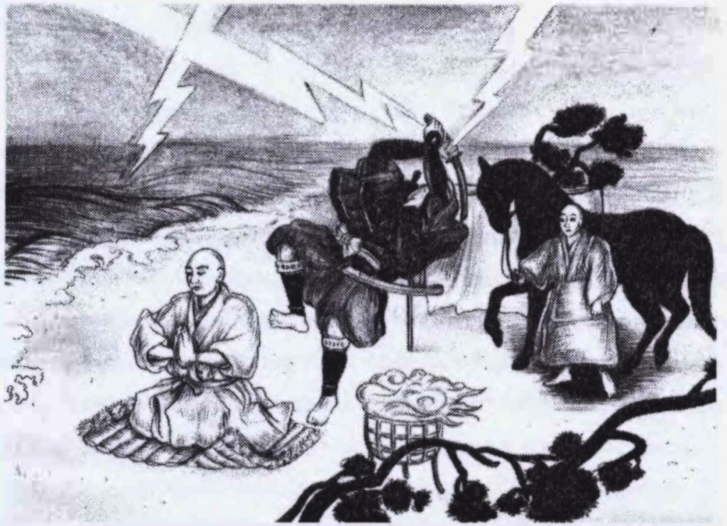Illustration Nichiren at Tasunokuchi