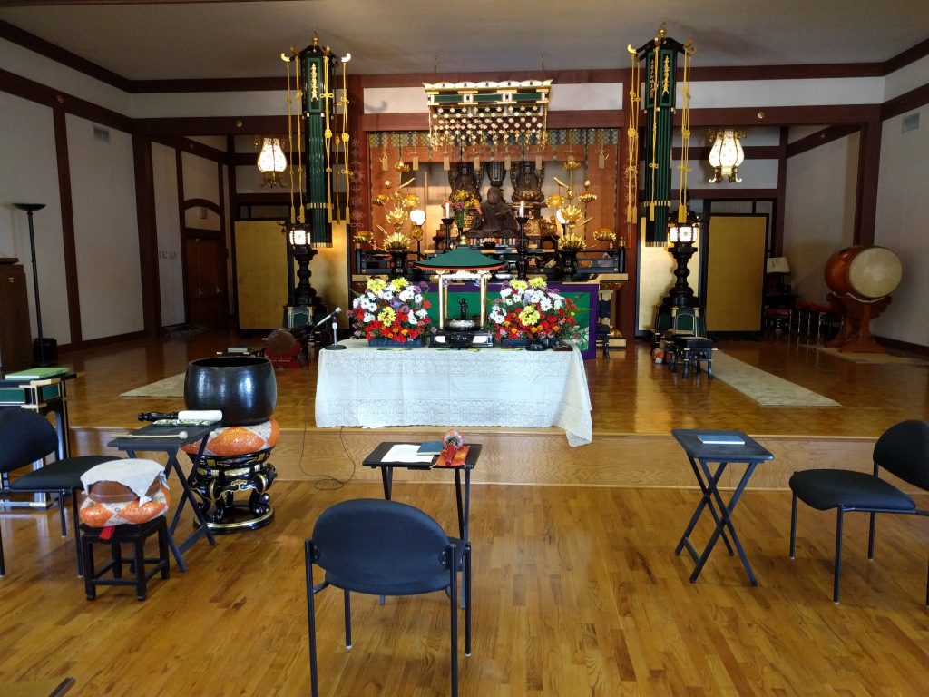 San Jose Nichiren Buddhist Church setup for Hanamatsuri service
