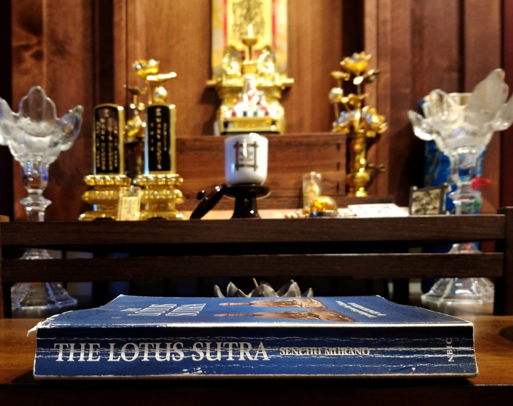 Lotus Sutra and altar